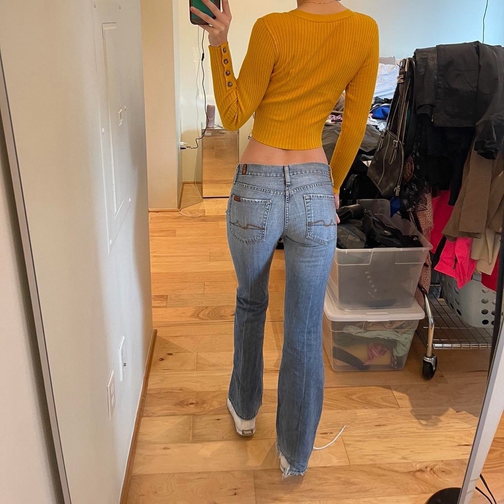 7 For All Mankind Light Blue Flare Jeans - Picture 3 of 4